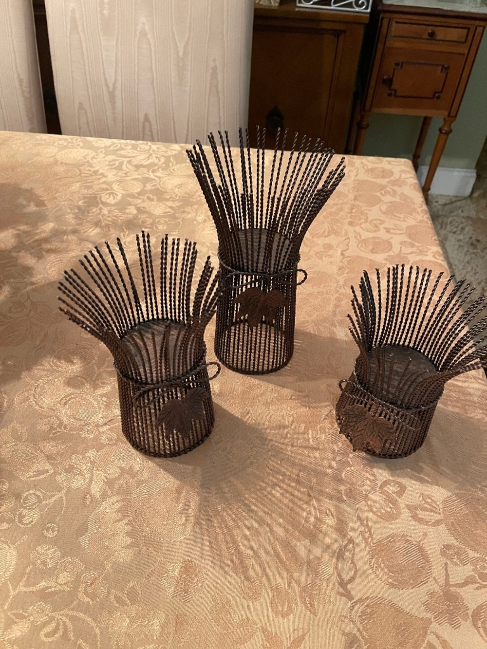 Three Wrought Iron Candle Holders